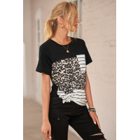 Leopard Striped Pocket T-shirt