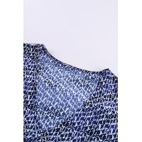 Blue Print Lace Shoulder Tank Top