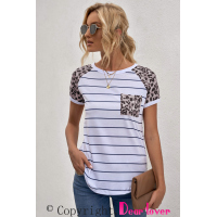 Striped Leopard Pocketed Patch Tee