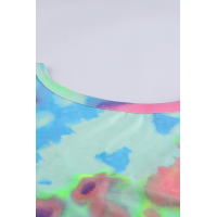 Green Tie-dye V Neck Long Sleeves Top