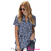 Charcoal Leopard Collared Baby Doll Top