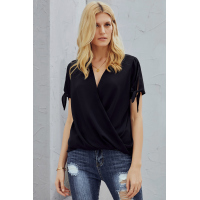 Black Charismatic Drape Blouse