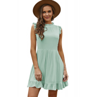 Green Pocketed Ruffle Babydoll Dress