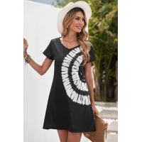 Black Halter Neck Tie Dye Mini Dress