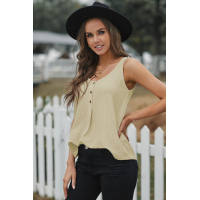 Apricot Button Textured Cotton Tank Top