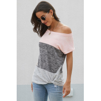 Pink Color Block Twist Tee