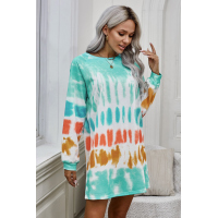 Fashion Tie Dye Long Sleeve Sweatshirt Dress