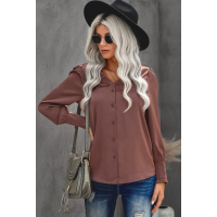 Frilled V Neckline Buttoned French Shirt