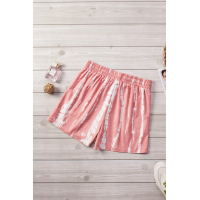 Pink Tie Dye Drawstring Casual Shorts