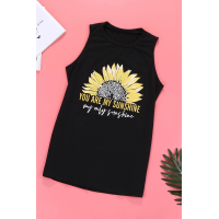 Sunflower You Are My Sunshine Tank In Black