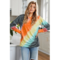 Ombre Orange Tie-dye Long Sleeve Top