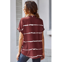 Red Striped Folded Short Sleeve Shirt