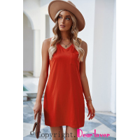 Orange Chest Pocket Tank Mini Dress