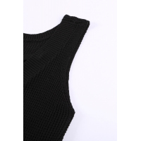 Black Crisscross Hollow-out Knit Tank Top