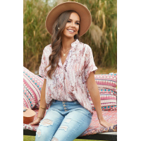 Light Pink Short Sleeve Toss and Tumble Printed Pocket Shirt