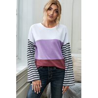 Relaxed Fit Colorblock Bell Sleeve Top