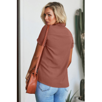 Rusty Crepe Drape Blouse