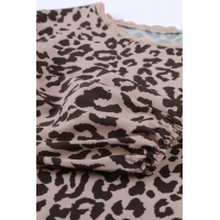 Khaki Leopard Print Patchwork Top