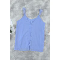 Adjustable Lace Straps Buttons Tank Top