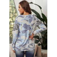 Olive Camo Long Sleeve Leopard Chevron Top