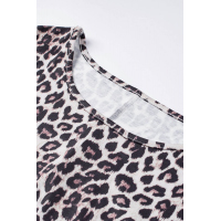 Leopard Rose White Splicing Blouse