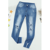 Faded Mid High Rise Jeans with Holes