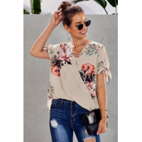 Apricot Floral Twist Top