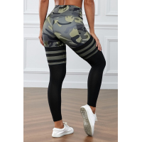 Green Camo Print Striped Sport Pants