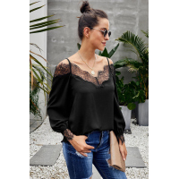 Black Lace Cold Shoulder Blouse