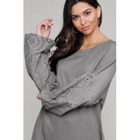 Gray Loose Casual Puffy Sleeve Top