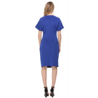 Blue V Neck Cutout Inverted Pleat Bodycon Dress