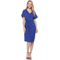 Blue V Neck Cutout Inverted Pleat Bodycon Dress