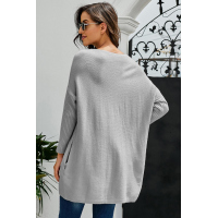 Gray Oversized Batwing Sleeve Sweater Dress