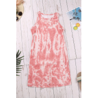 Orange Tie Dye Knit Tank Dress