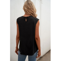 Black Sleeveless Top with Lace Detail