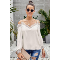 White Trixie Lace Cold Shoulder Blouse