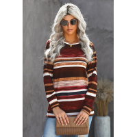 Striped Tie Dye Knit Long Sleeve Top