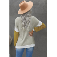 Splicing Sleeve Brown Knit Top