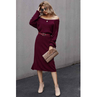 Red Ribbed Midi Sweater Dress