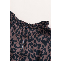 Leopard Print Ruffled Hemline Swing Dress