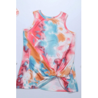 Multicolor Tie Dye Twist Detail Tank Top