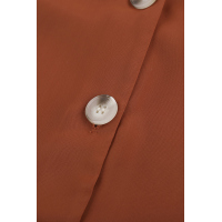 Orange Button Up Puff Sleeve Shirt