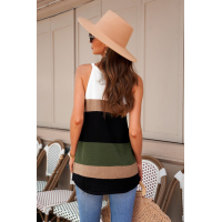 Green Color Block Knitted Tank Top