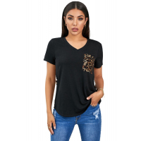 Leopard Printed Splicing T-Shirt