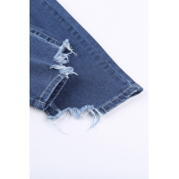 Blue Medium Wash High Rise Distressed Skinny Jeans