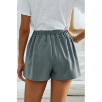 Green Plain Drawstring Waist Fashion Shorts