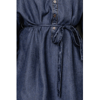 Blue V Neck Buttoned Shirt Denim Dress