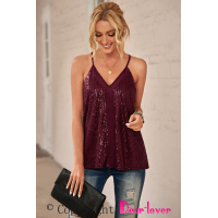 Red Sequin Racerback Tank