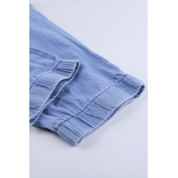 Sky Blue Drawstring Cargo Pocketed Joggers