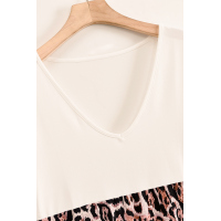 Colorblock Leopard Cotton Blend Casual Maxi T-shirt Dress